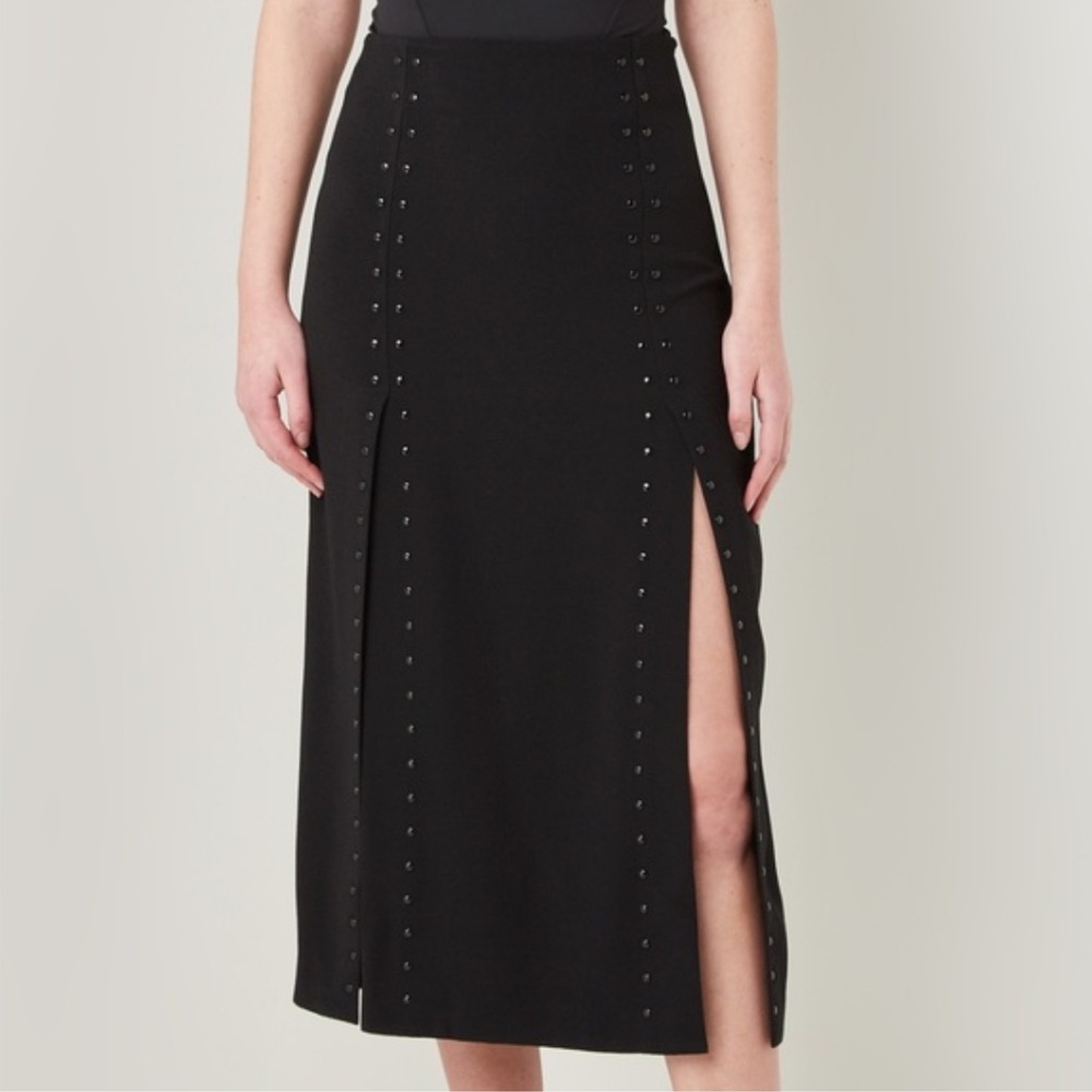 Maje Jude Studded Midi Skirt in Black, EU 42 / US 10